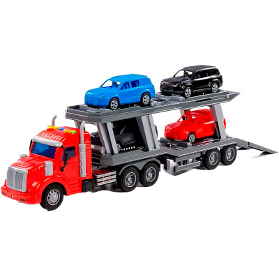 Автомобиль Профи тягач с полуприцепом автовозом инерционный Полесье 83972 1